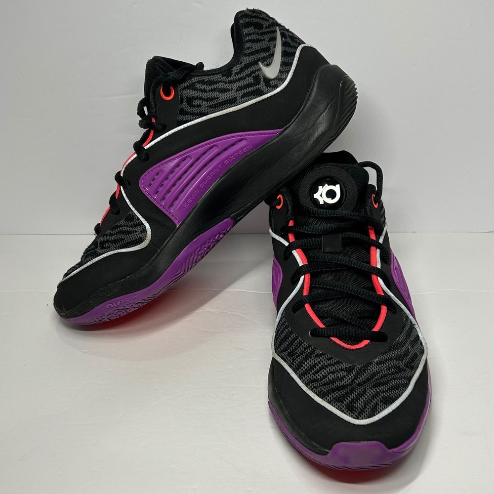 Nike KD Kevin Durant XVI Basketball Shoes Black Purple Silver Sneakers Men's 6.5
